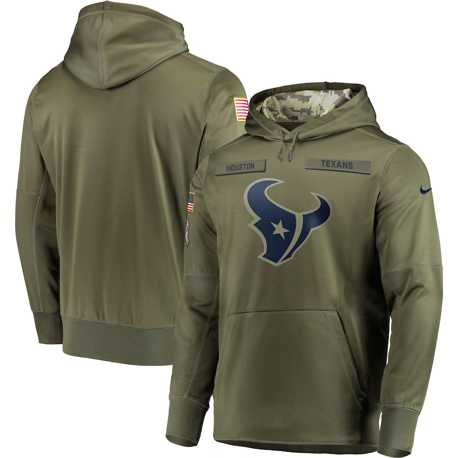 Men Houston Texans Nike Olive Salute To Service KO Performance Hoodie Green